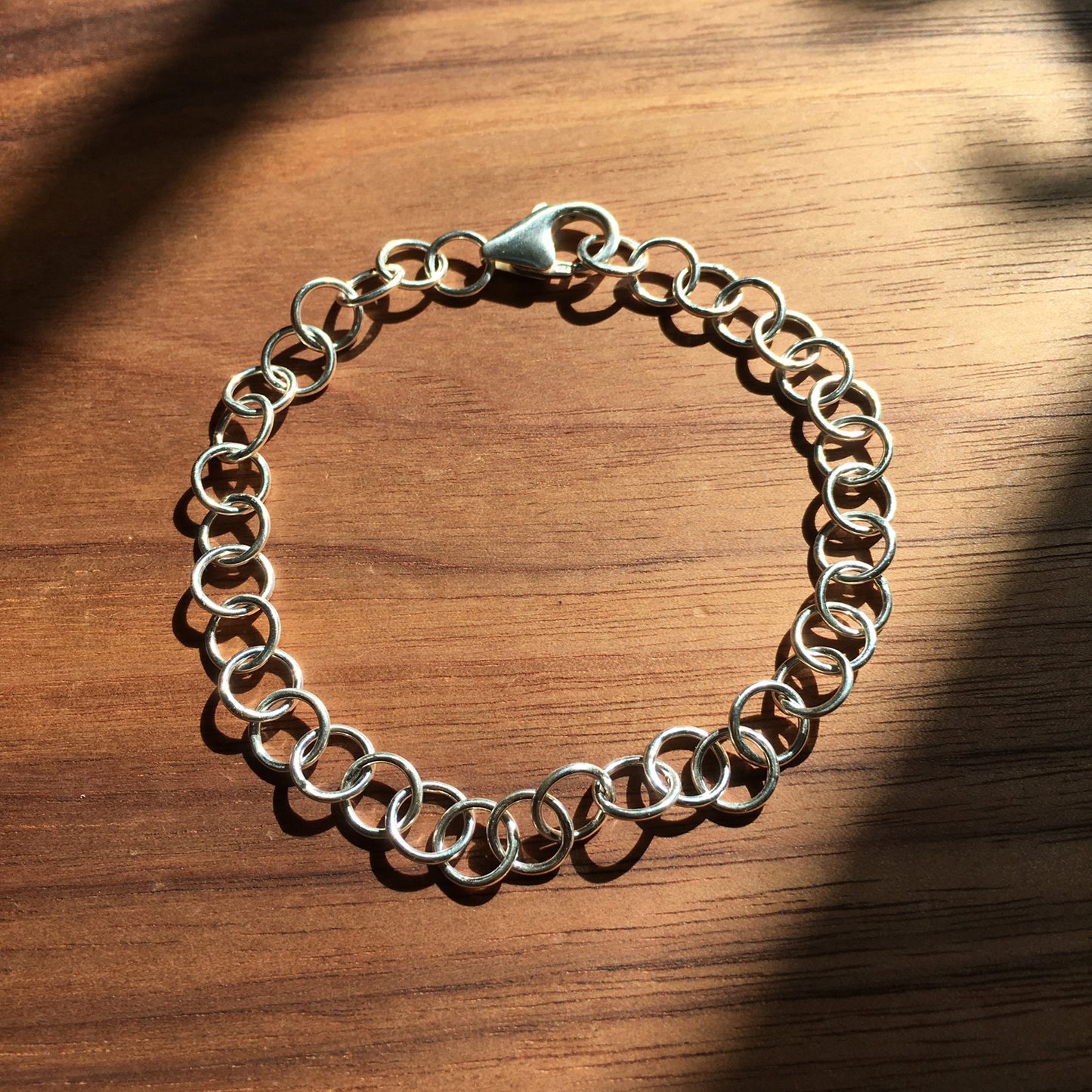 Sterling Silver Round Link Bracelet - Classic Chain Bracelet, Handmade Silver Jewelry