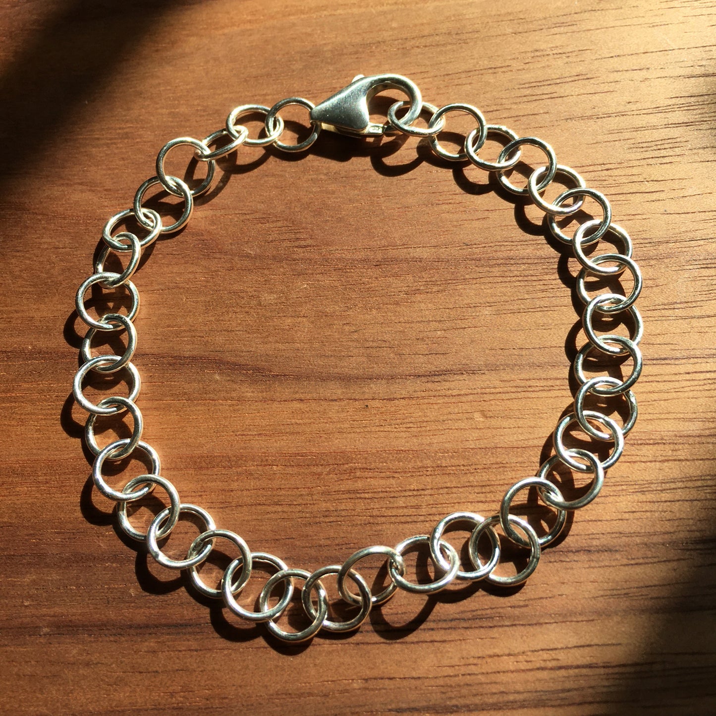Sterling Silver Round Link Bracelet - Classic Chain Bracelet, Handmade Silver Jewelry
