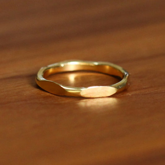 Hammered Ring in 14K Solid Yellow Gold
